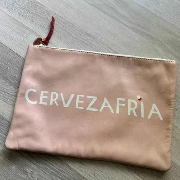 RARE Clare V Flat Clutch Pink Printed Leather - Picture 2 of 5